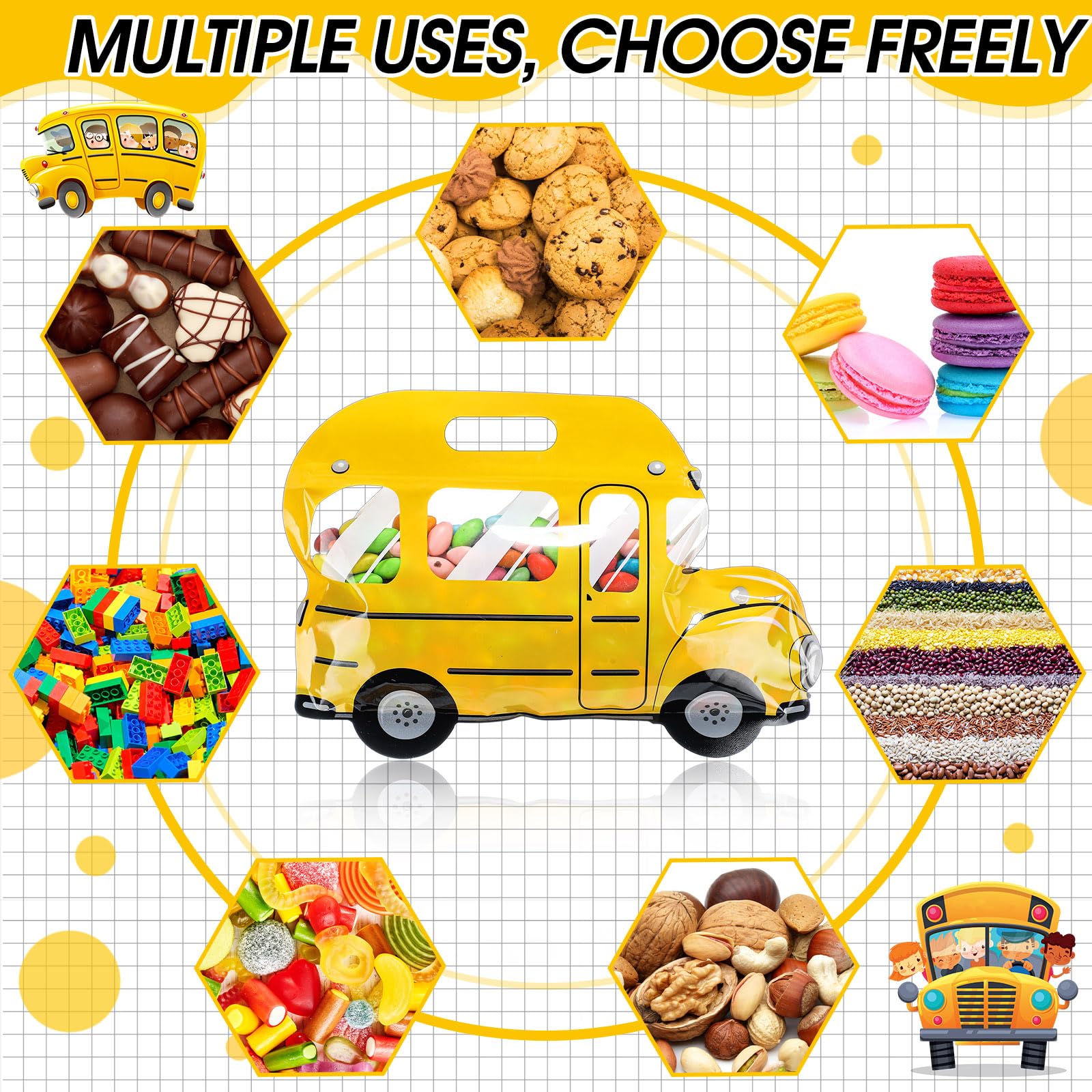 40/100 Pcs Back to School Cartoon Backpack Goodies Bags Snack Bags Candy Bags Plastic Gift Bags with Handle Transparent Window Treat Bags for Teacher Student Women,School Classroom Supplies,Birthday Party kindergarten Vibrant Orange Celebrations Gift