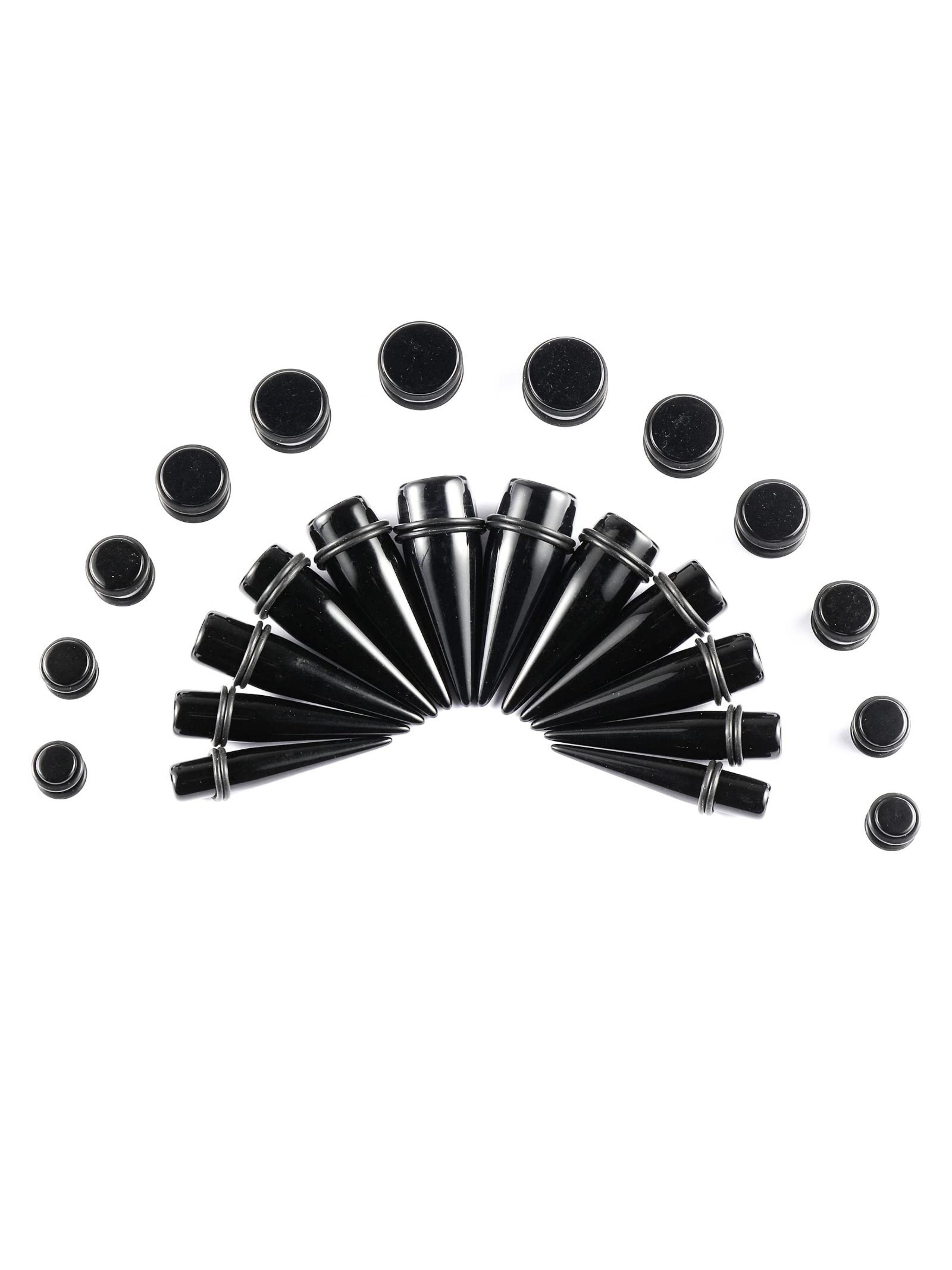 Ear Stretching Kit Gauges 24 Pieces Big Gauges 10mm-20mm Ear Gauges Expander Set Acrylic Ear Tapers and Plugs Body Earring Piercing Kits Black Color