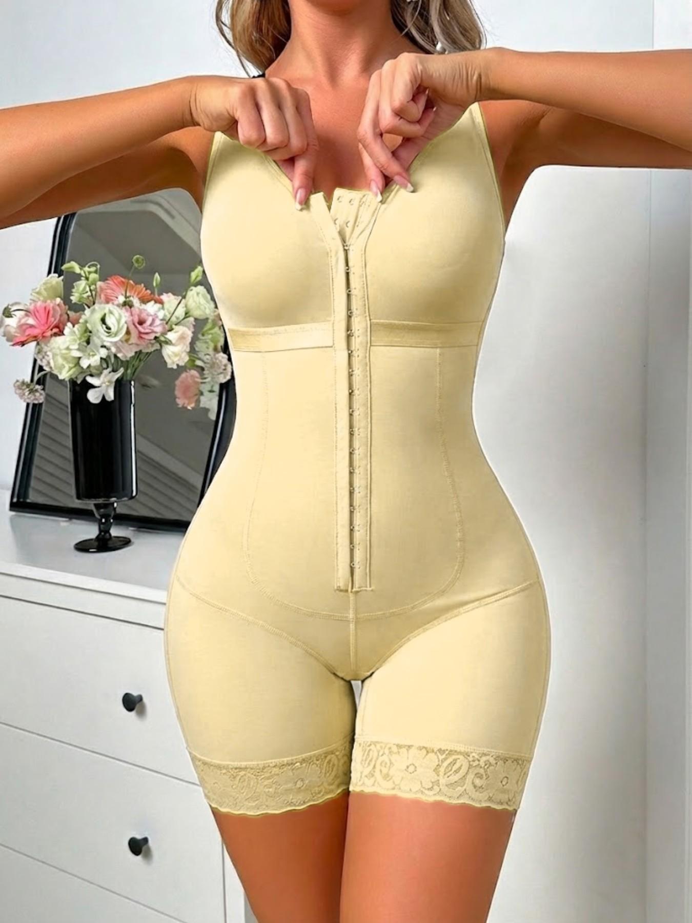 1 Count Women's Slimming Body Shaper Jumpsuit Fajas Colombian Shapewear Tummy Control Butt Lifter, Body Shaping Underwear, High Compression Shapewear Bodysuit with Adjustable Hooks & Lace Trim, Postpartum Body Shaperwear, Suitable For Various Occasions