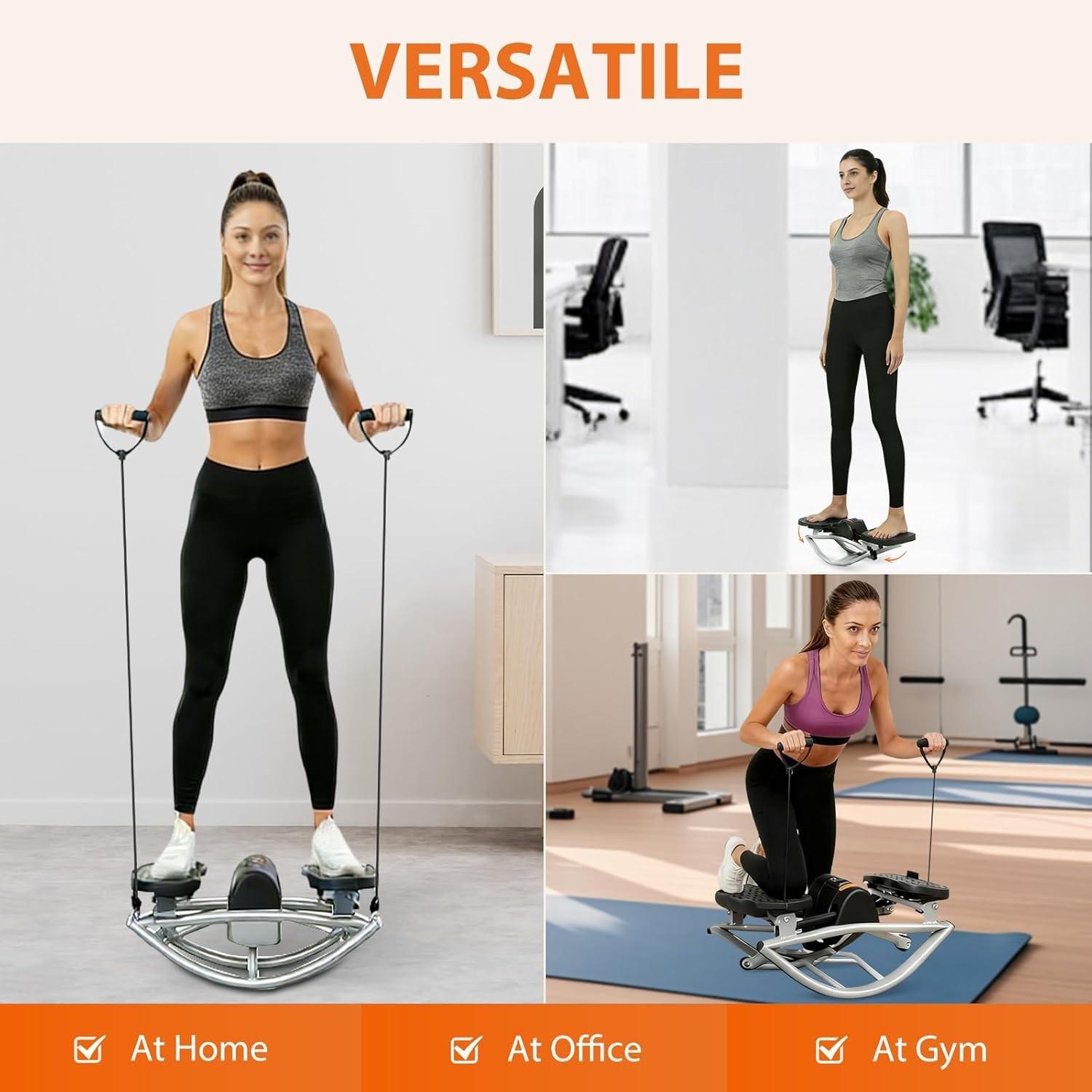 Low Impact Side Swing Fitness Stepper Machine, Knee & Joint Friendly, Home Exercise Equipment, Digital Display, Track Time, Calories, Legs, Glutes, Abs