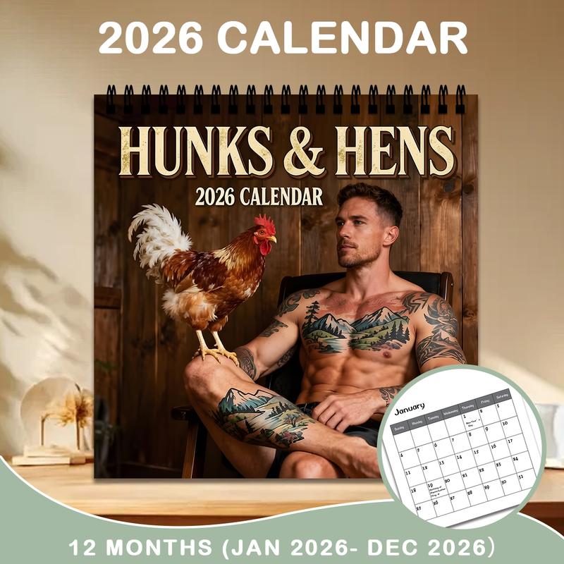 2026 Farm Theme Wall Calendar, 12 Months Colorful Illustrations, 7.9in X 7.9in Perfect Size, Cute Fun Art Decor Gift, Ideal for Home Office Enthusiasts, Wall Planner