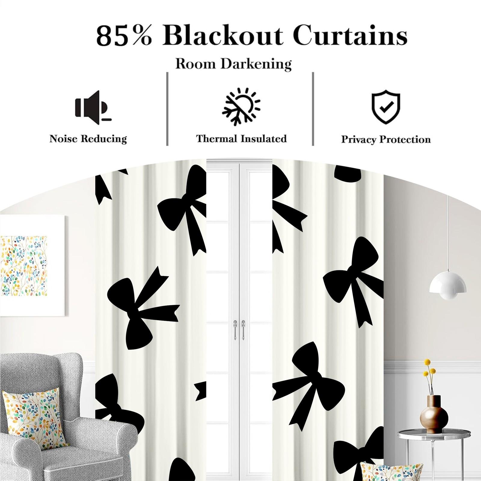 2Pcs INS Style Bow Curtains, Gentle Girly Design, High Shading Smooth Drape, Ideal for Influencer Bedroom Living Room Backdrop Decor