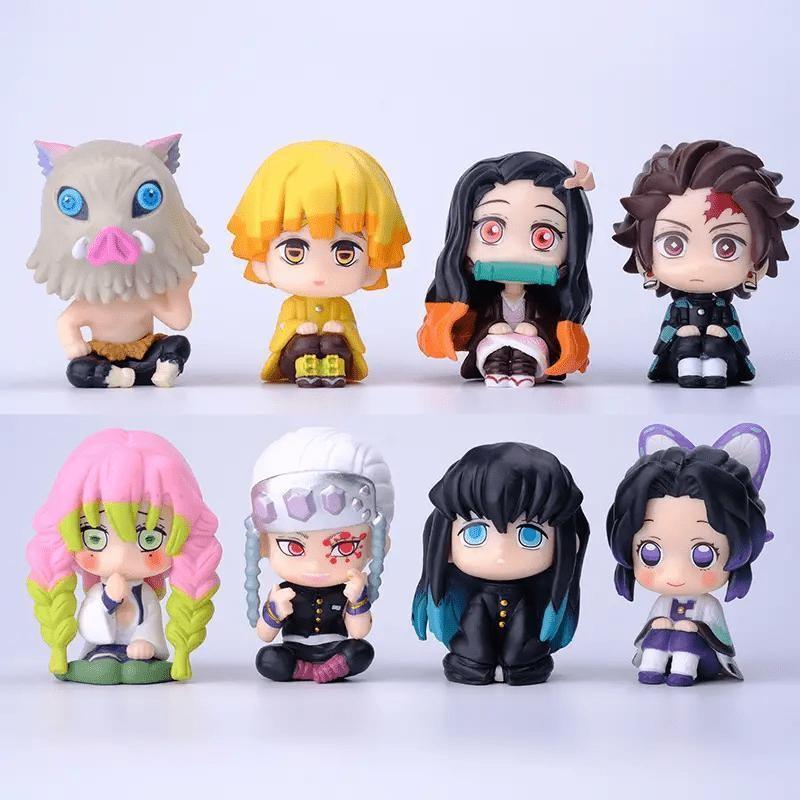 Demon Slayer Series Figurines Set, PVC Figures, Themed Figure, Tanjiro Nezuko Zenitsu Inosuke Kibutsuichi Models, Anime Collectibles, Figurines For Collectors, Perfect Gift, 8-Piece Desktop Decor
