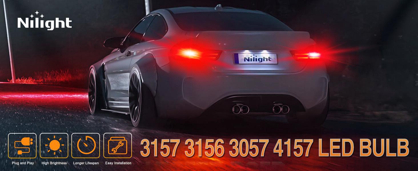 Nilight 57LEDs Red 3156 3056 4157 3057 3157 LED Bulbs (Pairs) t10