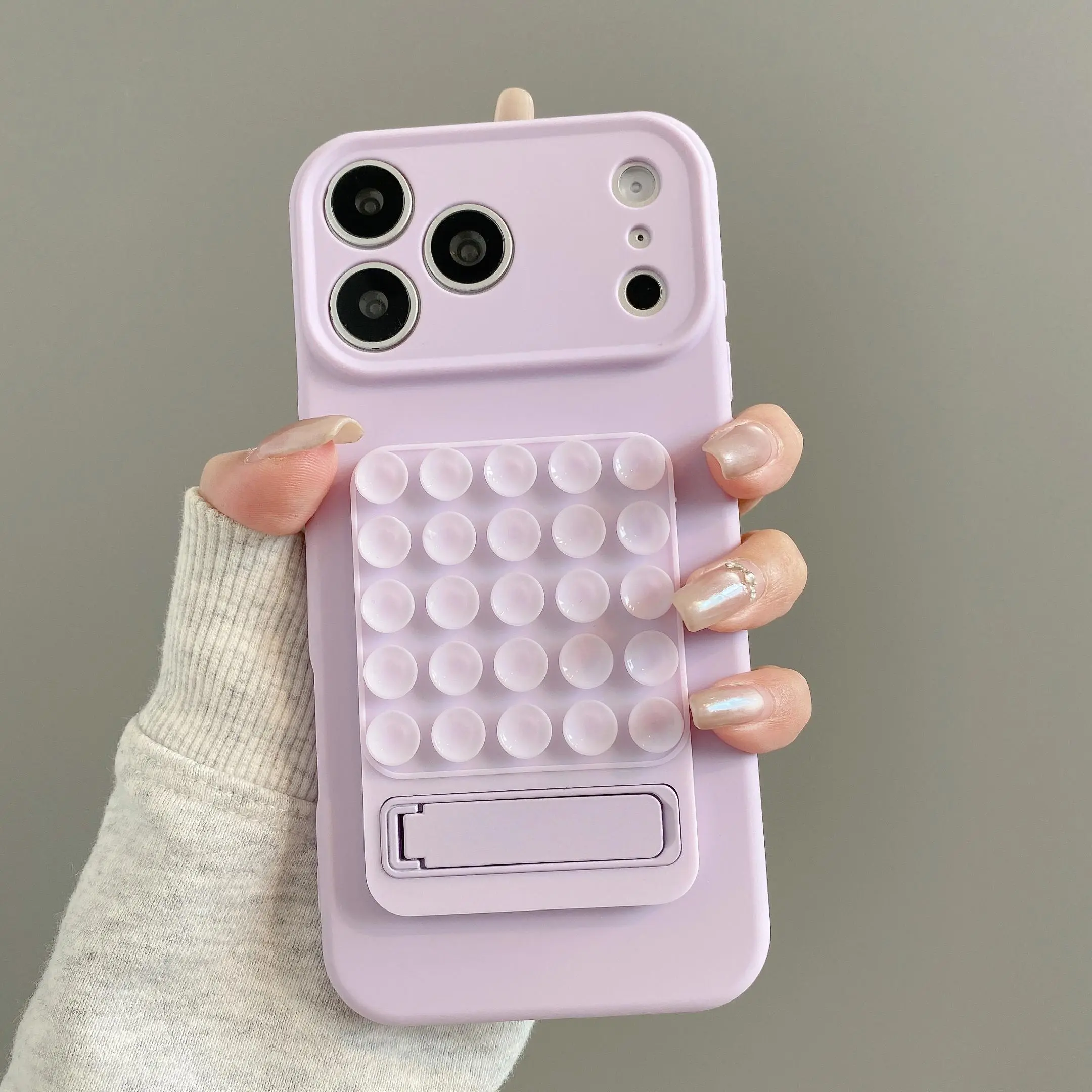 Phone Case: New Liquid-Like Faux Original Phone Case + Suction Cup Stand, Simple and Portable, Suitable for Apple 18 Pro Max/17 Pro Max/15 Pro Max/16 Pro Max/14 Pro Max/13 Pro Max