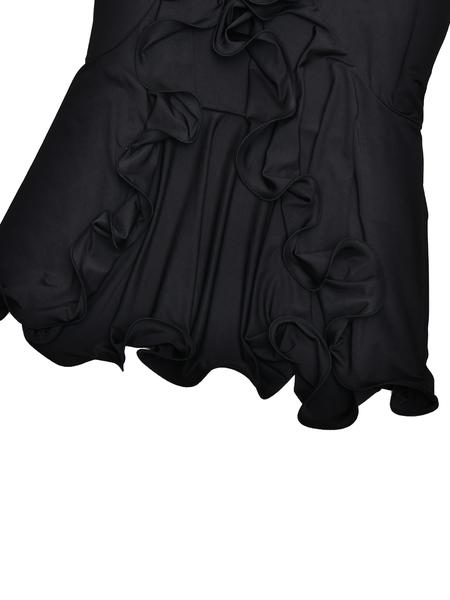 Sexy Long Ruffle Hem Dress, Slim-fit Flounce Sleeve Party Maxi Dress, Chic Elegant Fit, Single Button Side Slit Fall & Winter Fashion