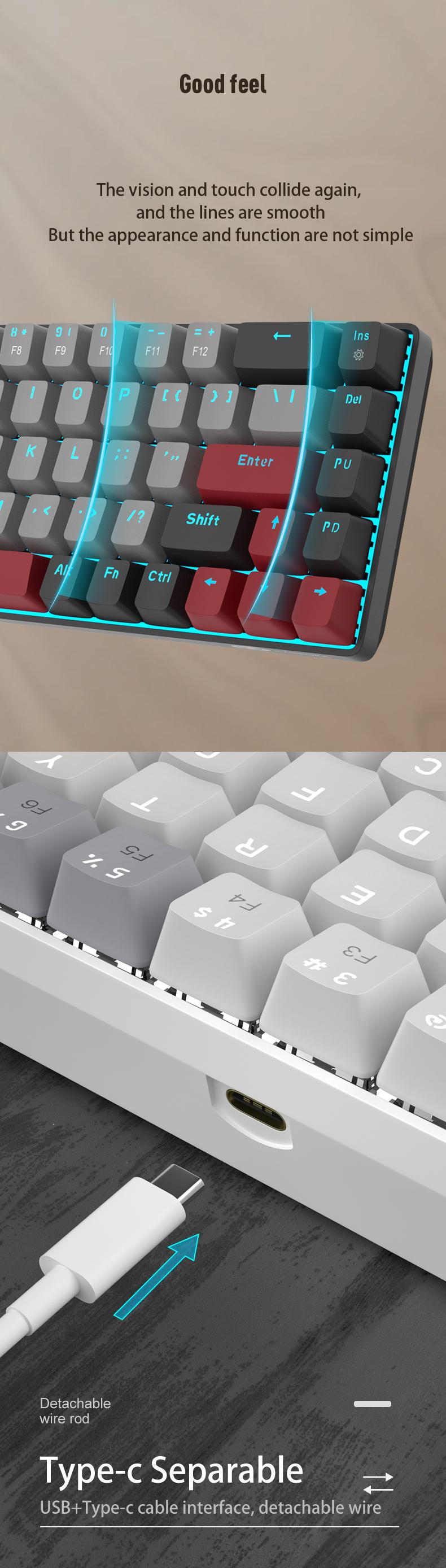 MageGee MK-Box Portable 60% Mechanical Gaming Keyboard, LED Backlit Compact 68 Keys Mini Wired Office Keyboard with Mechanical Switch for Windows Laptop PC Mac