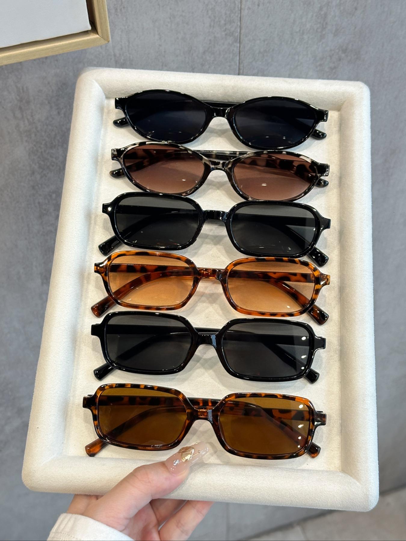 Unisex Retro Elegant Fashionable Tortoiseshell Sunglasses, Small Frame Multicolor Shades, Perfect for Driving Camping Shopping Golfing, 6 Pairs Pack