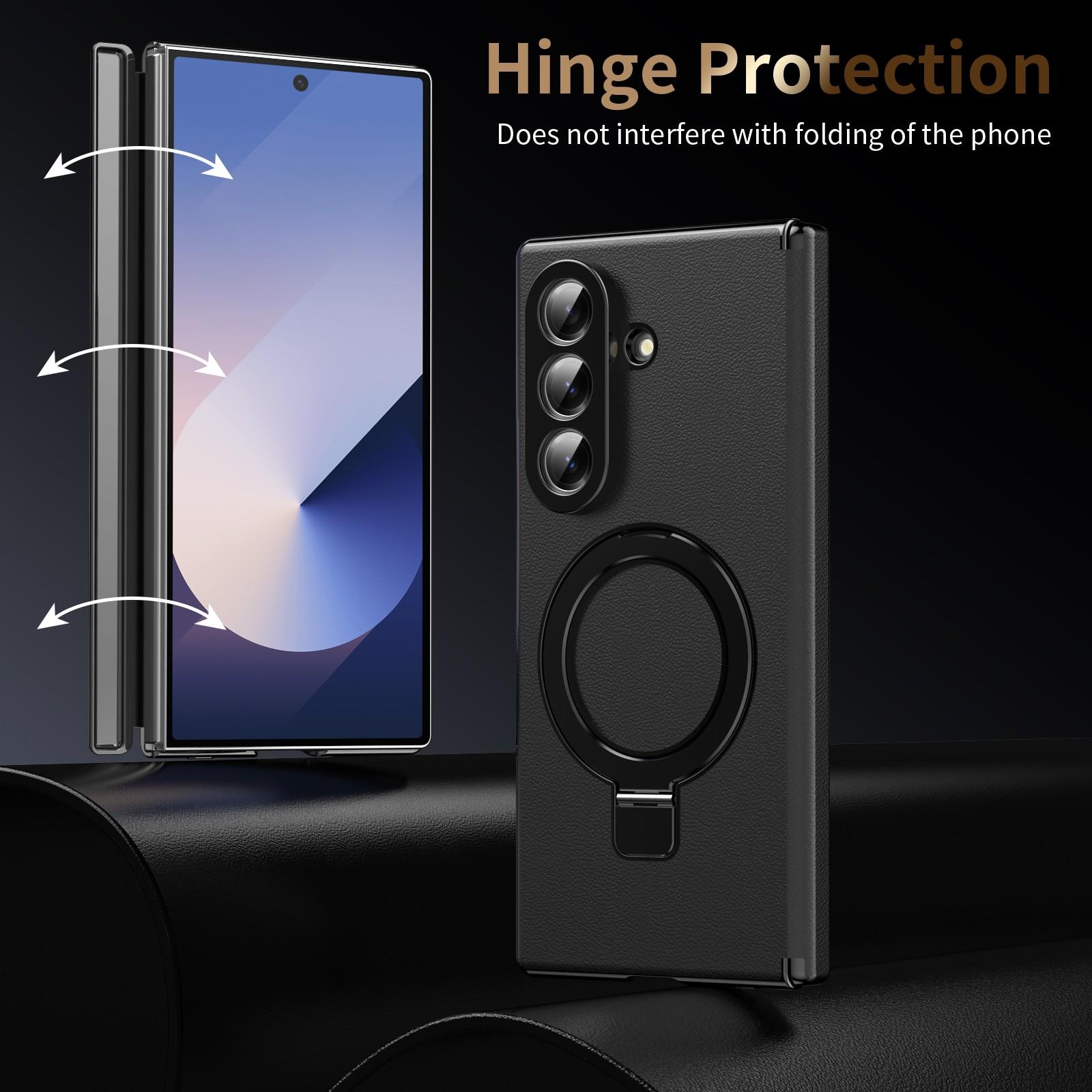 Light luxury electroplated phone case suitable for Samsung Galaxy Z Fold 7/6/5/4/3 with tempered glass film zfold 7 with bracket zfold 6 supporting wireless charging zfold 5 shell film integrated zfold 4 with hinge protection cover zfold 3 anti slip