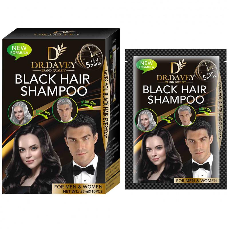 DR.DAVEY Box Set 25ml x 10PCS Black Hair Dye Moisturizing Hair Cleaning Care Dyeing Hair Care Shampoo