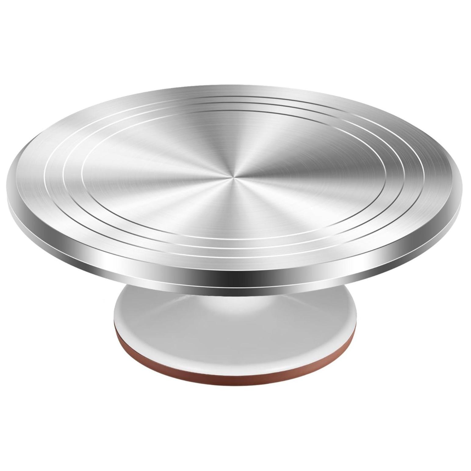 Aluminum Cake Stand, Rotating Cake Display Tray, Round Decorative Turntable, Bakery Showcase Holder, Birthday Wedding Party Accessories