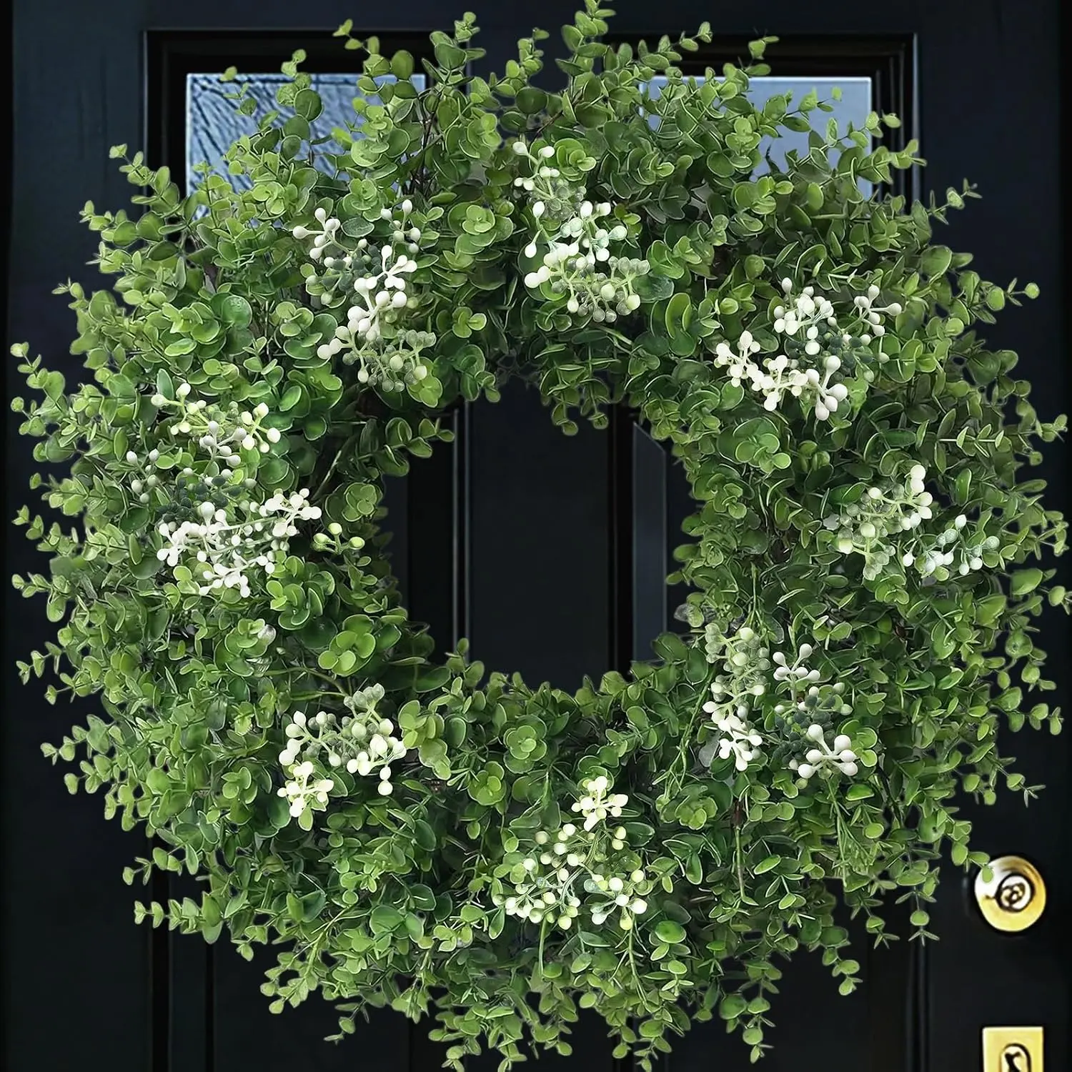 26'' Large Boxwood Wreath for Front Door Artificial Wreath Boxwood Leaves Greenery Door Wreaths for Porch Window Home Farmhouse Wall Decor Green Year Round Indoor All