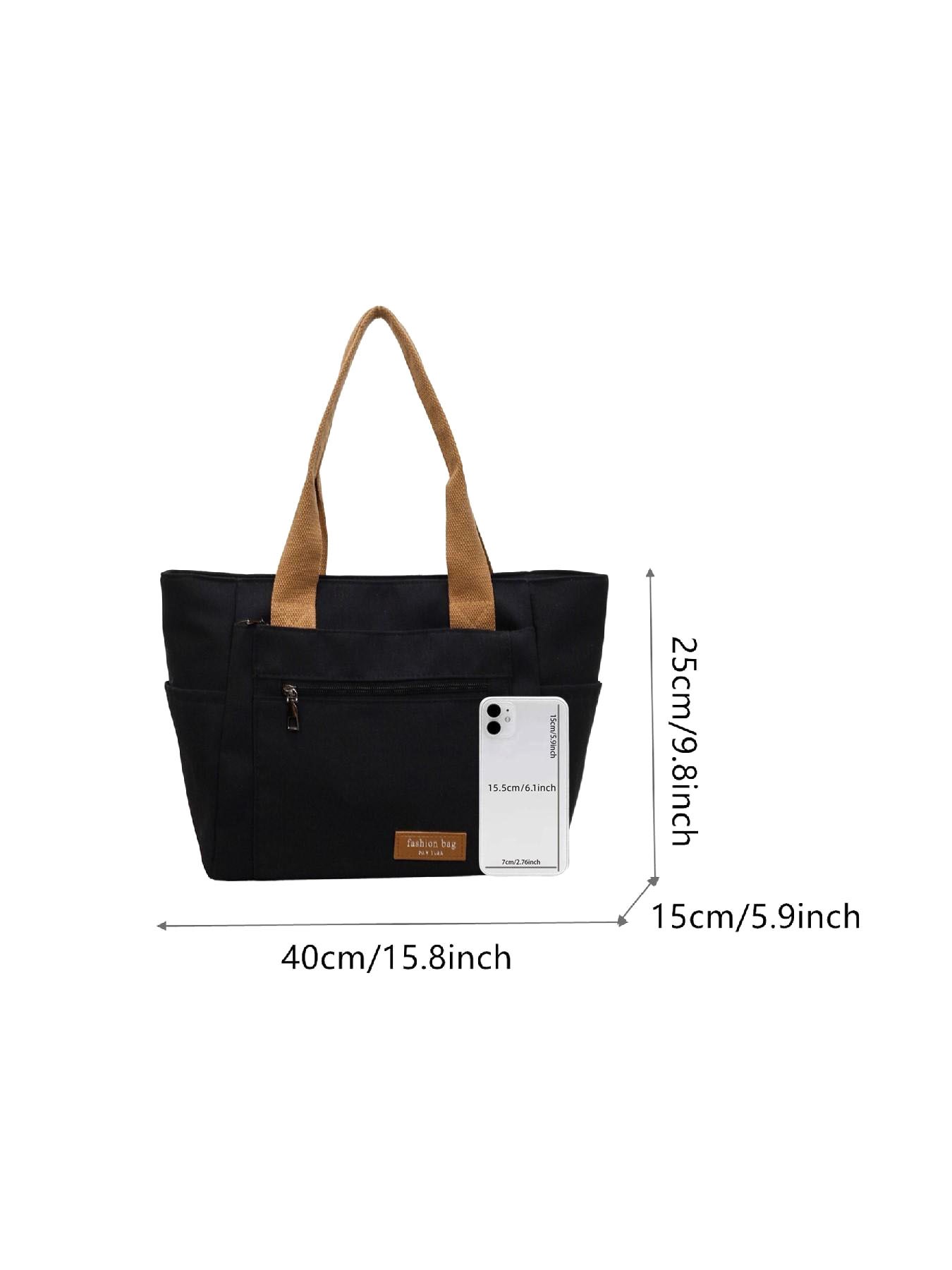 Large Capacity Multi-Compartment Canvas Tote Bag, Women's Casual Practical Shopping Bag, Fashion Daily Commute Crossbody Bag, Fashionable Tote Bag