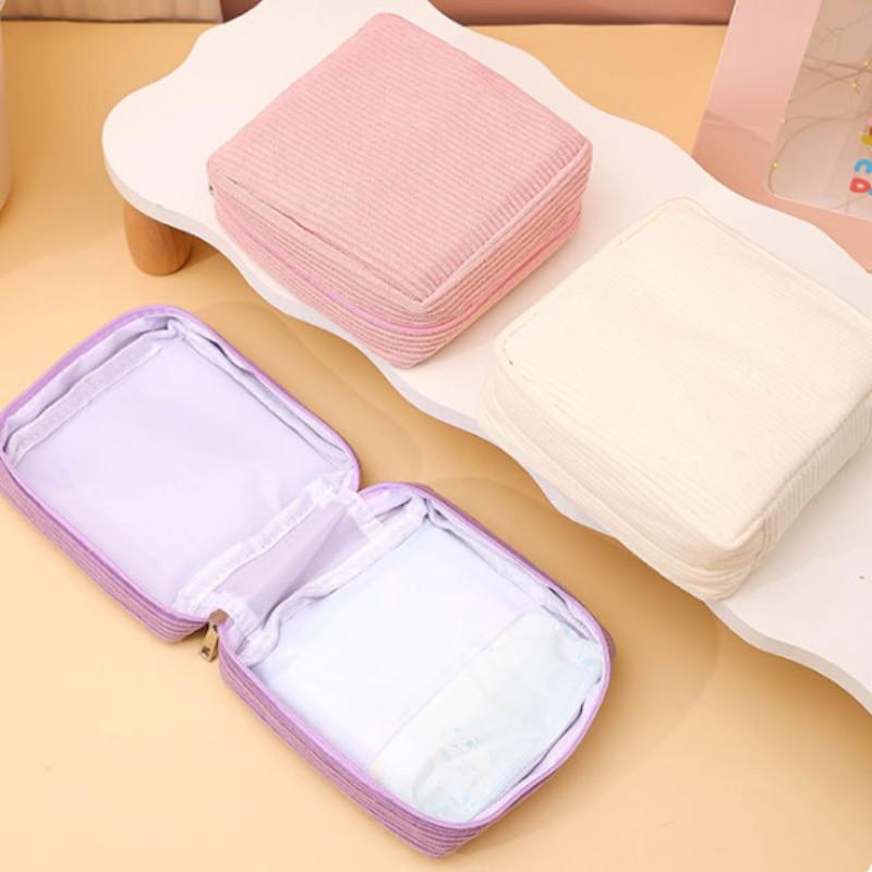 Portable Multi-Functional Minimalist Storage Bag, Lightweight, Large Capacity Sanitary Pad Organizer, Zipper Closure, Ideal for Travel and Daily Use
