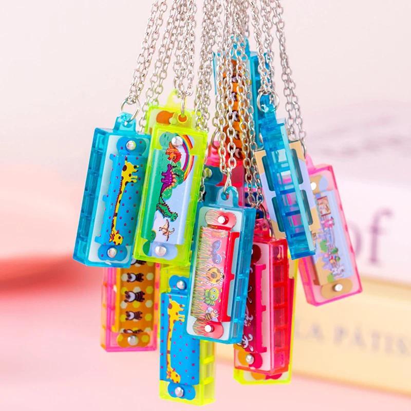 1/3/5Pcs Cartoon Mini Harmonica with Necklace Musical Instrument Toys for Kids Birthday Party Favors  Shower Pinata Fillers Toy