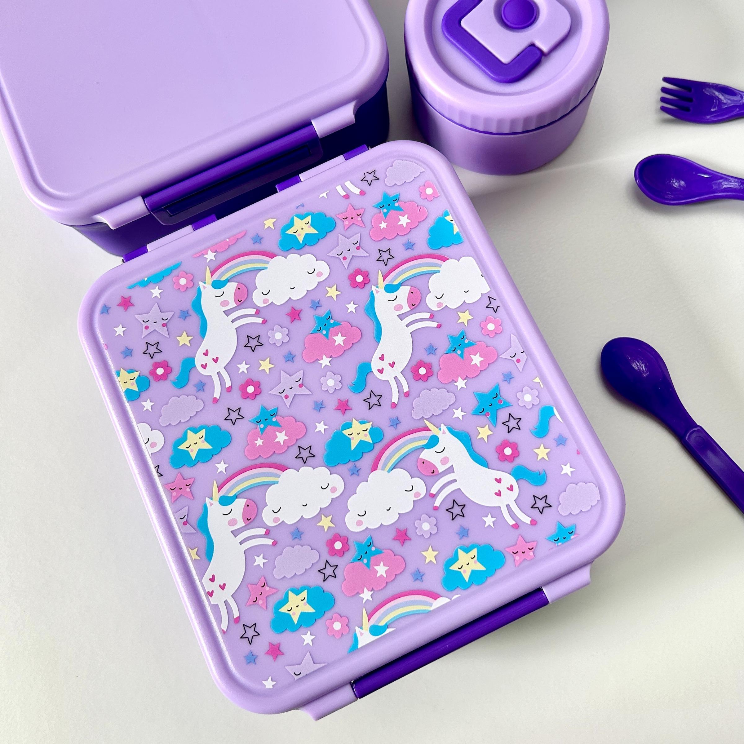 Cute Cartoon Bento Lunch Box with Soup Thermo, Kids Leakproof 4 Compartments, Insulated Food Jar for School Travel, Leak-Proof Bento Box with Spoon