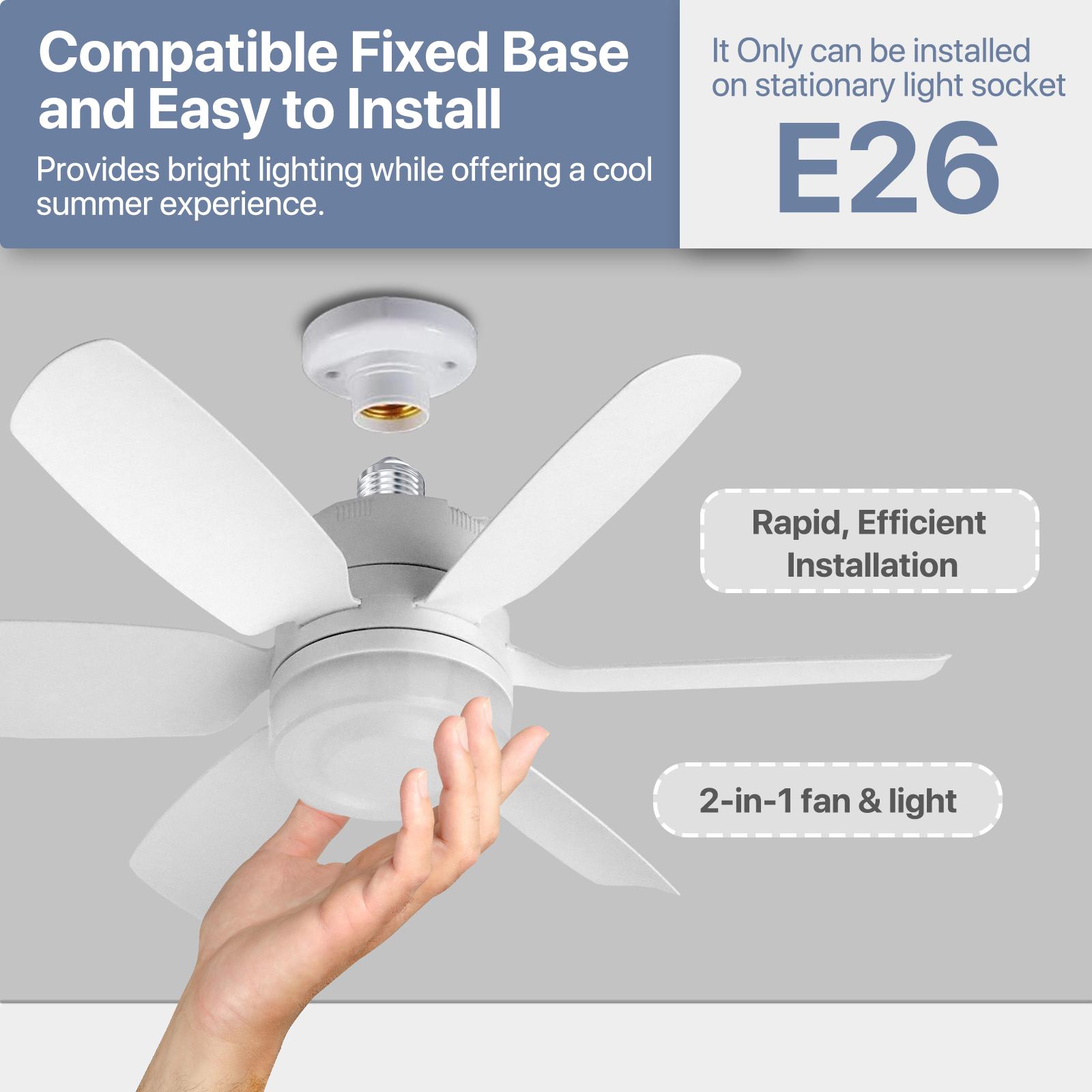 GLITGATE Ceiling Fans with Lights and Remote with Double-Bearing Structure,E26 Screw Socket Pendant Light,6 Speed 3 Color Fan Lights with Extender in summer for Bedroom,Kitchen,Study,Halloween, Black Friday, Christmas