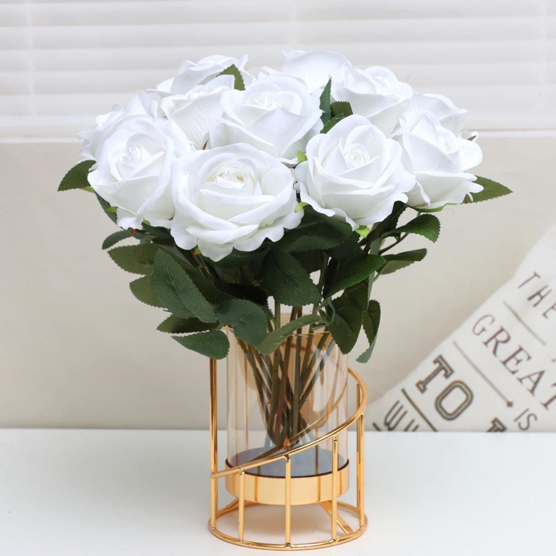 Artificial Rose Flower, 12pcs Creative Diy Spring Romantic Decorative Flower for Wedding Centerpieces Bouquet Artificial Roses Bouquet Home Decoration, Home Decor Ornaments, Spring Refresh Decor, Home Decor, Room Decor