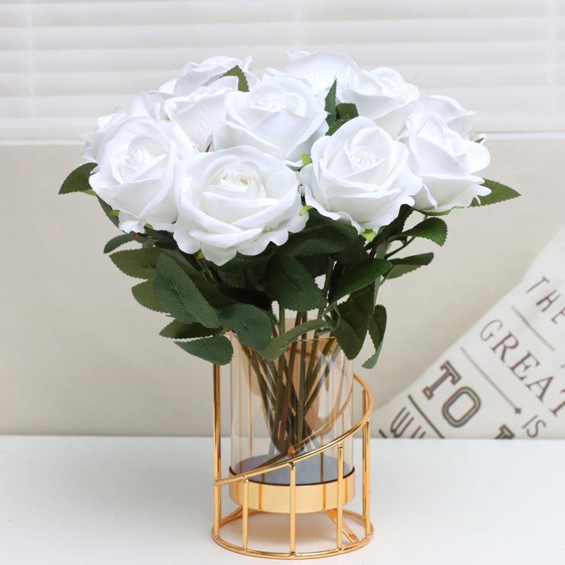 Artificial Rose Flower, 12pcs Creative Diy Spring Romantic Decorative Flower for Wedding Centerpieces Bouquet Artificial Roses Bouquet Home Decoration, Home Decor Ornaments, Spring Refresh Decor, Home Decor, Room Decor