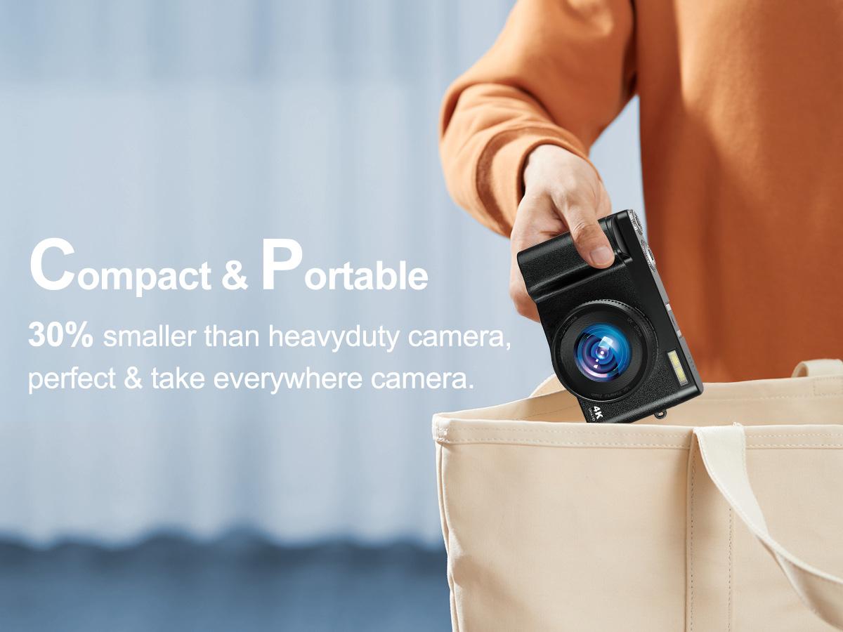 4K 48 MP Vlogging Digital Camera, Compact 16x Zoom Camera with 3.0-inch Flip Screen and 32 GB SD Card