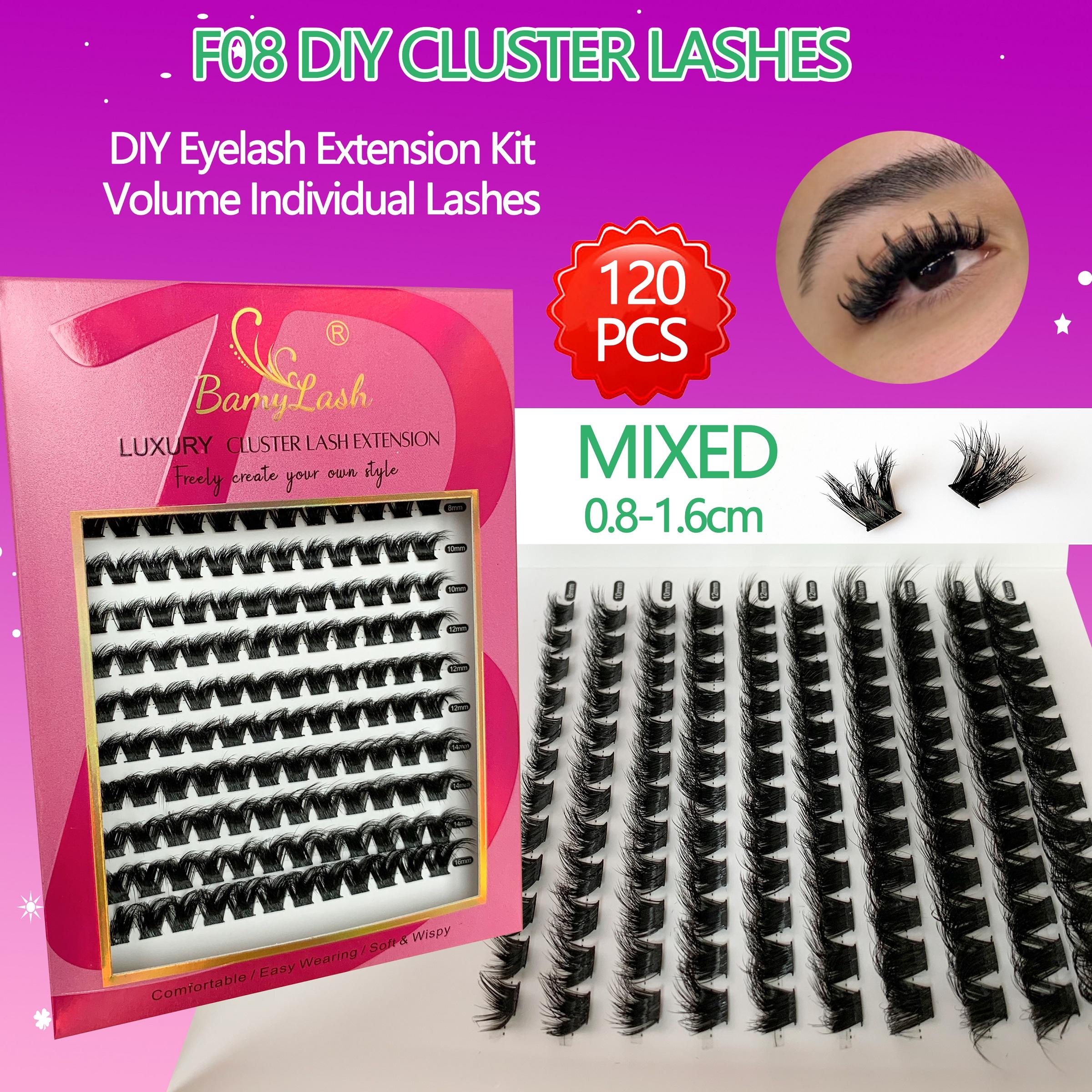 3-Box 3D Wispy Individual Cluster Lash Set - Ultra-Thick Volume, Curly Mixed Lengths - DIY Eyelash Extension Kit with Lash Bond, Seal, Remover, Applicator & Lash Brush - Everyday Eye Makeup, Gifts for Friends