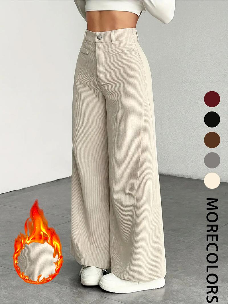 New Corduroy Wide Leg Pants High Waist Loose Fit Women's Casual Long Trousers, Comfortable and Stylish Ladies' Clothing