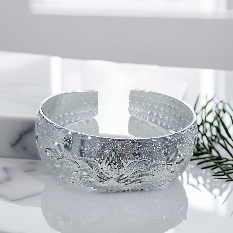 Full Silver s999 bracelet Sterling Silver bracelet Ladies Open bracelet can be freely adjusted size for mother's birthday holiday gift Silver weighing 46 g /1.62 oz