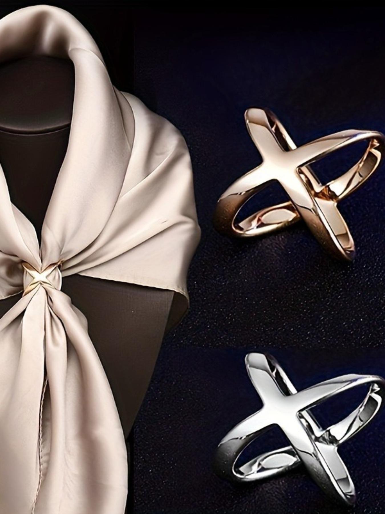 X Shaped Scarf Clip, Fashionable Cross Design Scarf Holder, Casual and Versatile Scarf Accessories for Women & Men, Trendy All-match & Exquisite Scarf Holder for Birthday Gift, Cinch Clips, French Pin