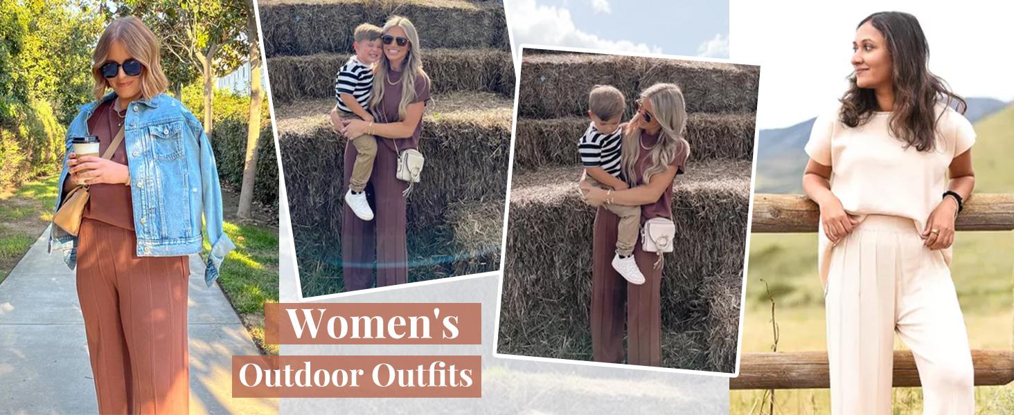 YeeZaa Women's 2-piece Sweater Set Knitted Pullover Top High Waist Pants Sweatshirt Casual Set 2025 TikTokShopHolidayHaul Christmas Clothing Soft Batwing Basic Crewneck Elastic Fit