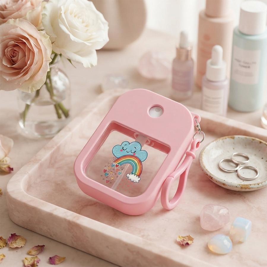 Cartoon Smile Cloud Rainbow Mini Spray Bottle Keychain, Leak-Proof Refillable Fine Mist Sprayer, Dispenser for Hand Soap, Perfume, Makeup Water, Portable Perfume Atomizer Travel Bottles, Makeup Tool