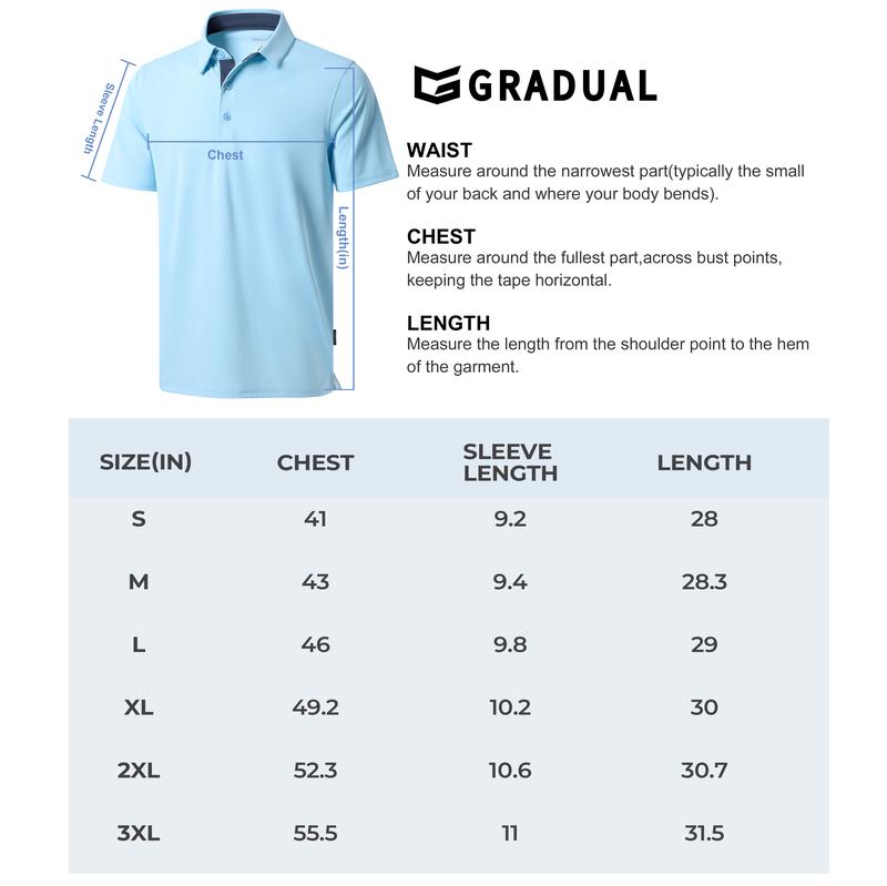 G Gradual Men's Golf Shirts Dry Fit Moisture Wicking Performance Lightweight Activewear Shortsleeve Collared Polo Shirts for Casual Athletic Business Tops