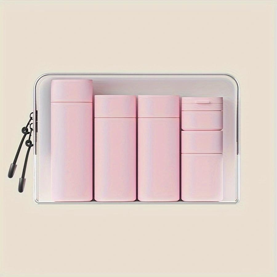 6-Piece Travel Makeup Cosmetic Dispenser Bottle Set, Portable Compact Cream & Shampoo Containers, Includes PU Bag, Sizes 100ML-15ML, Ideal for Travel Essentials