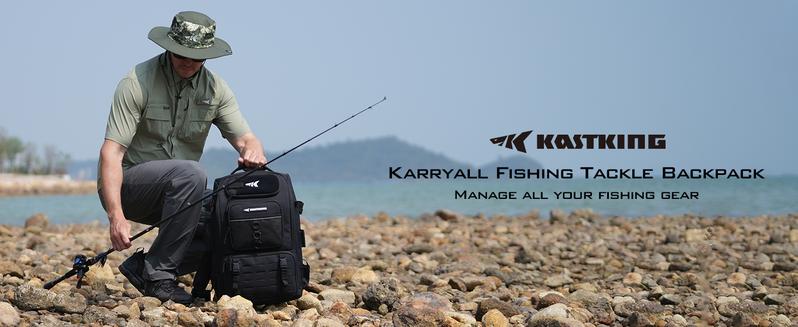 KastKing Karryall Fishing Tackle Backpack with Rod Holders 4 Tackle Boxes, 40L Fishing Bag Storage Fishing Gear and Equipment