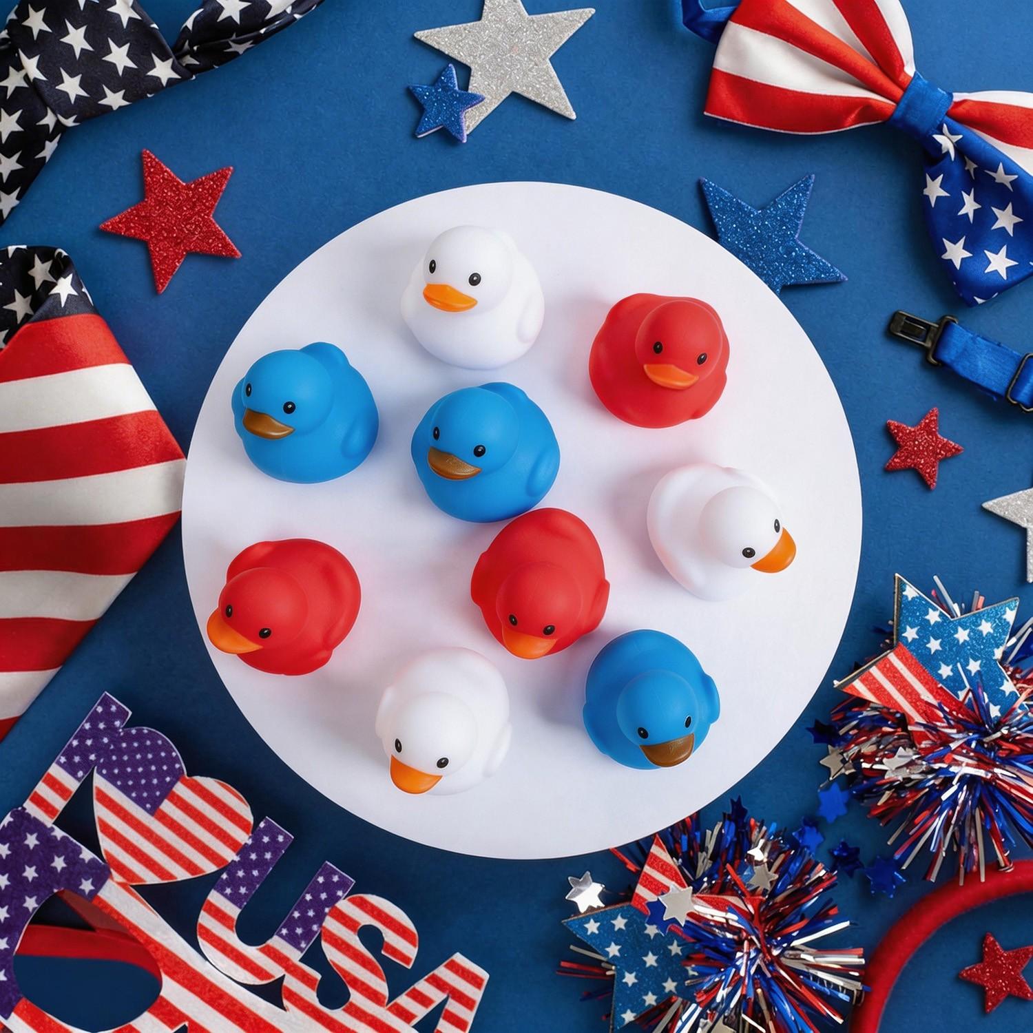 Party Duck Set, Party Decorations, Independence Day Theme, Easter Decoration, Portable Backpack, Cute Smile Design, Blue Ducks