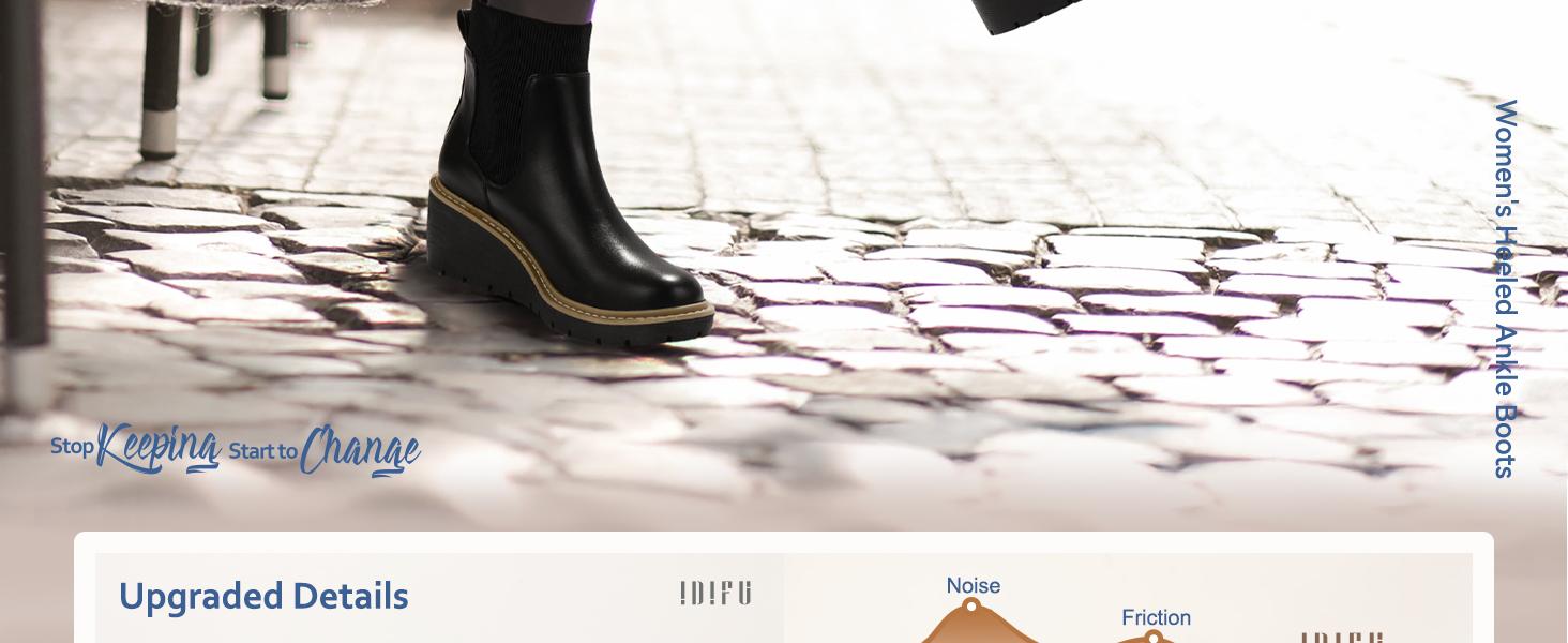 IDIFU Women's Trendy Platform Wedge Chelsea Booties, Stylish Comfort Elastic Boots, Thick-Soled Wedge Footwear, Fashion Soft Walking Shoes Girl