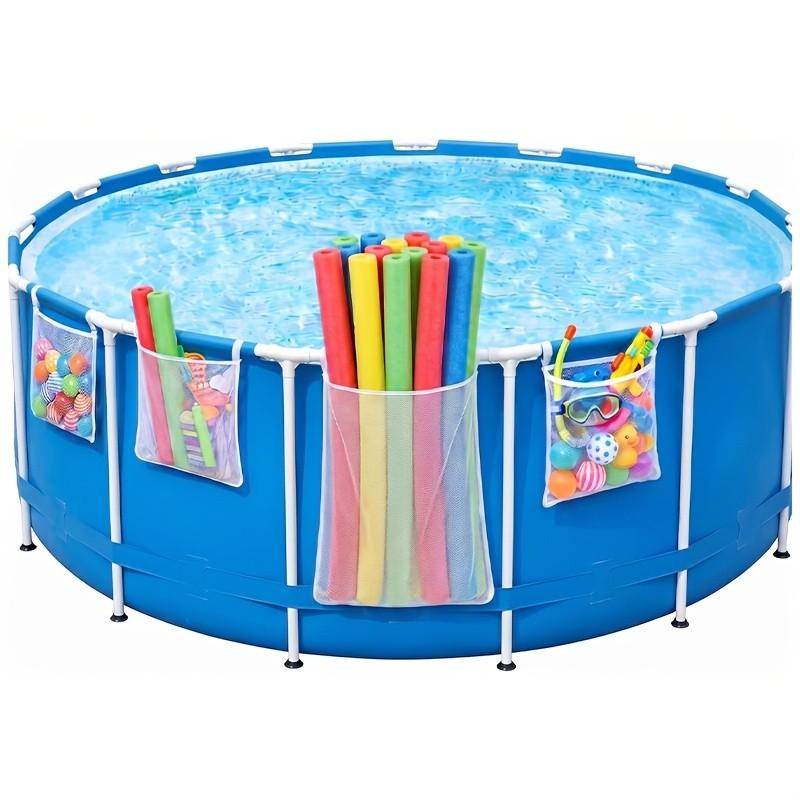 Pool Toy Organizer Bag, 4-Piece Mesh Storage Bag for Pool Toys, Floats, Equipment, Above Ground Pool Toy Storage, Net Swimming Bag