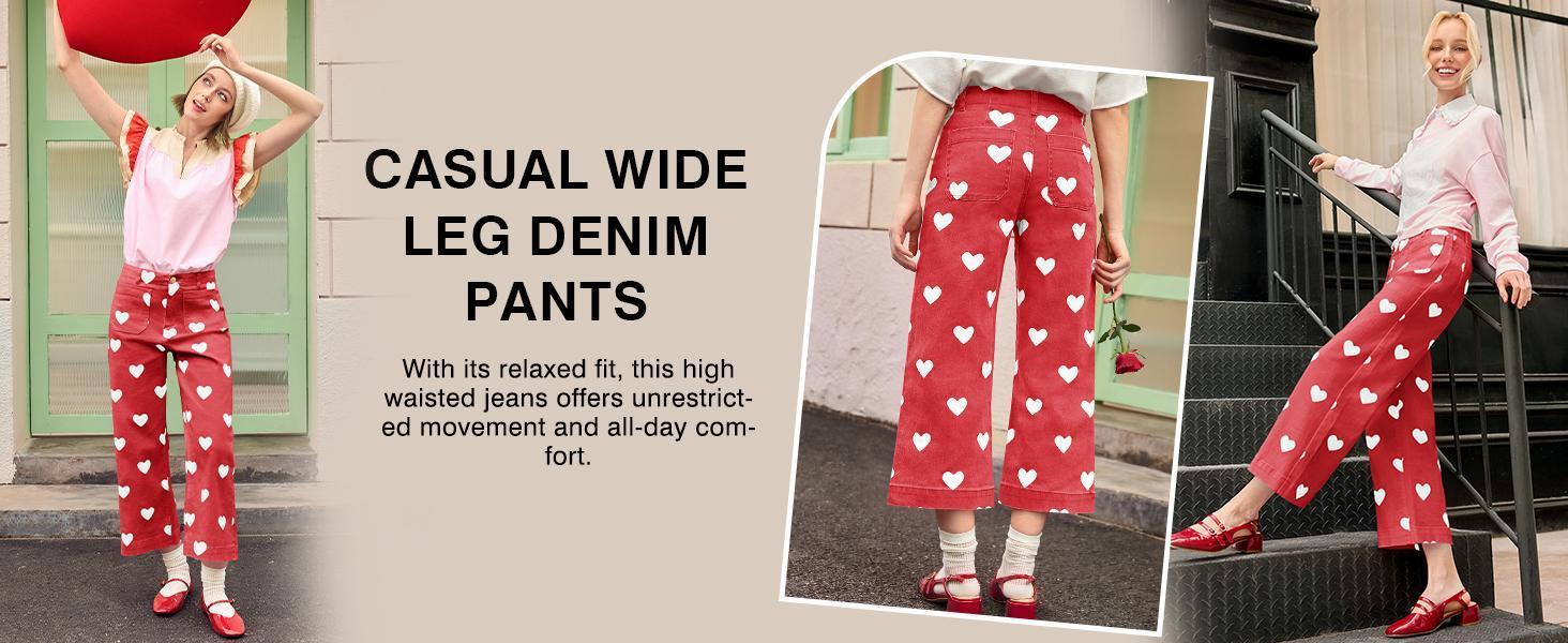 Cicy Bell Womens Cropped Striped Jeans Casual High Waisted Stretchy Polka Dots Straight Leg Denim Pants with Pockets Cicy Bell Womens Cropped Striped Jeans Casual High Waisted Stretchy Polka Dots Straight Leg Denim Pants with Pockets