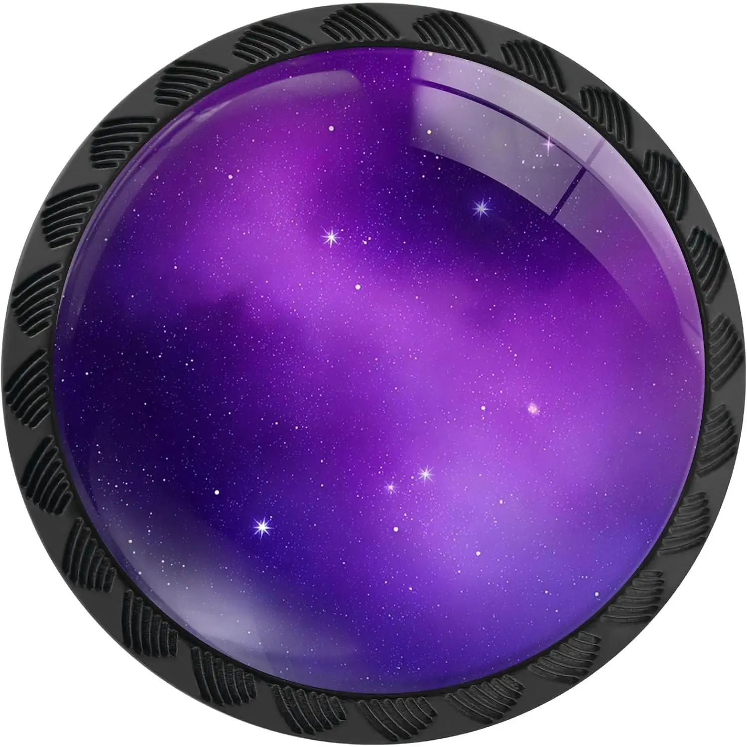 4 Pack  Universe Galaxy Cabinet Knobs for Kitchen Bathroom | Space Theme Drawer Pulls Round Black Dresser Handles Hardware for Desk Cupboard Wardrobe Closet  Door Decor
