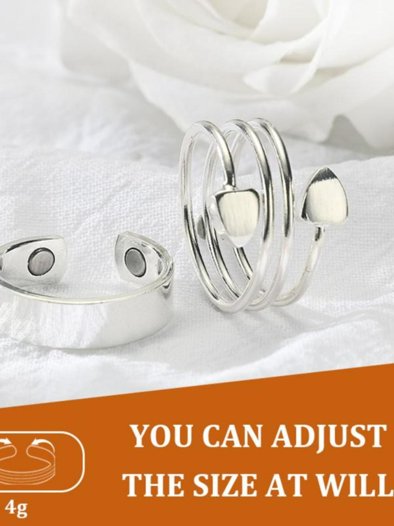 Women's Copper Magnetic Stackable Ring Set, 2 Pieces, Strong Magnet Rings, Adjustable Size, 99% Pure Copper, All Seasons Jewelry Gift, Stacking Ring Set, Statement Rings