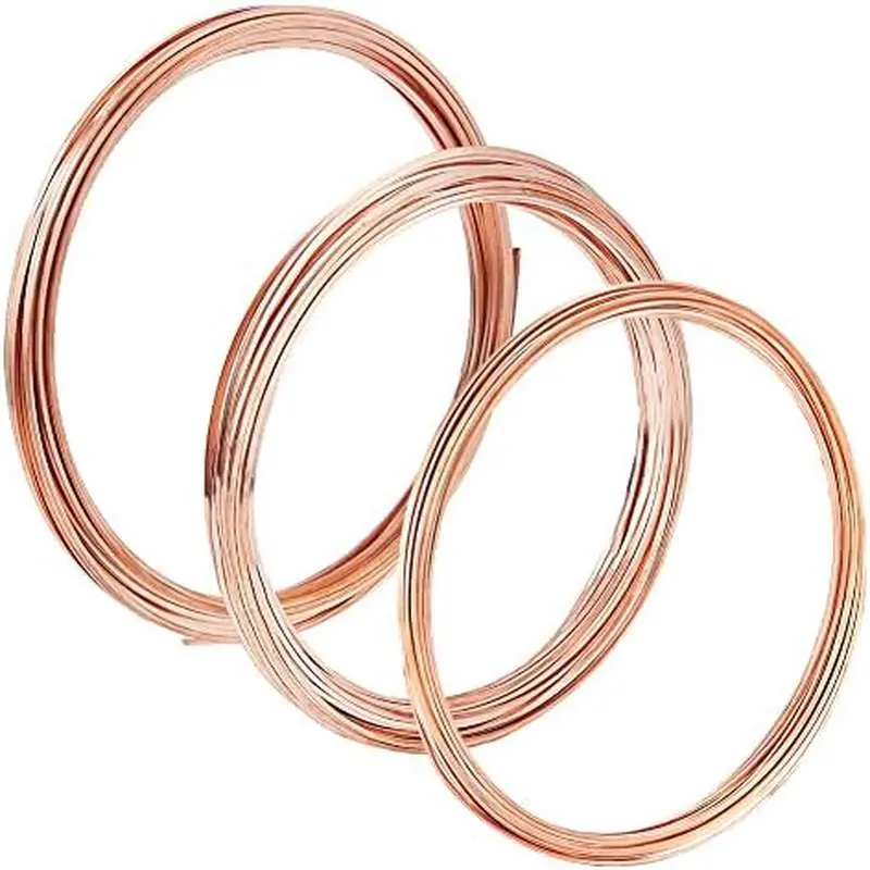 Raw Copper Square Wires - 3 Rolls, 20-22-24 Gauge, 19.69Ft/Roll, Raw Copper Beading Wire for Jewelry Craft Making (Rings, Bracelets, Earrings)