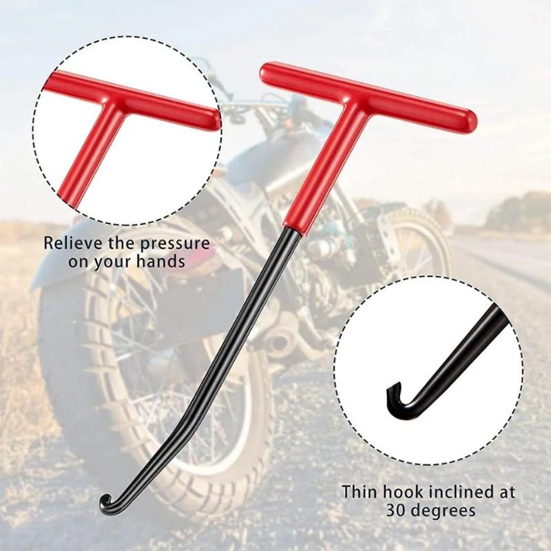 Universal T-Handle Motorcycle Exhaust Spring Puller, 2-In-1 Installer & Removal Hook, Heavy-Duty Exhaust Pipe Repair Tool