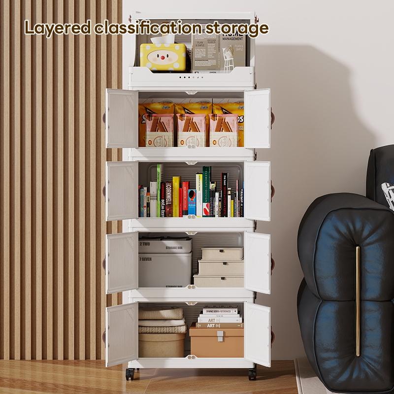 Foldable Storage Cabinet 36cm*25cm/46cm*28cm, Durable Plastic Organizer with Wheels, Easy Assembly, Ideal for Home & Gifts
