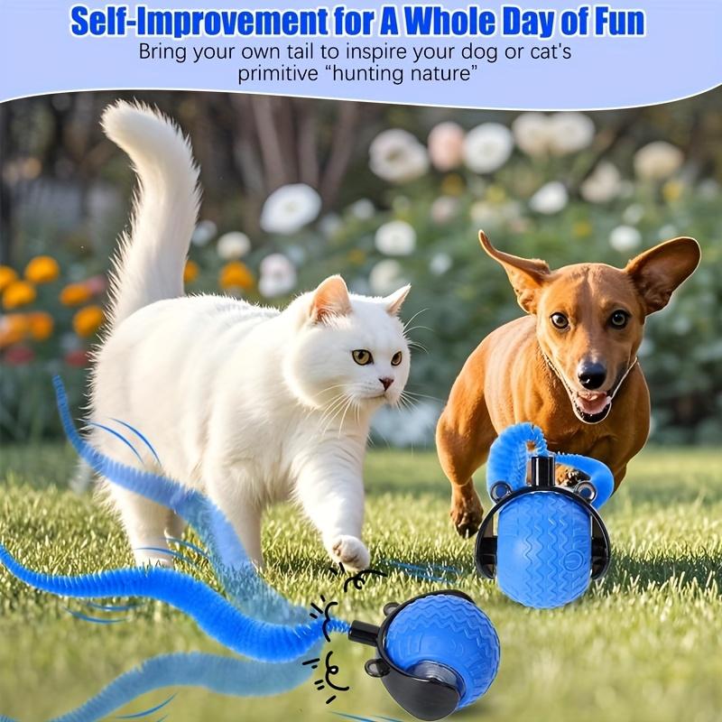 Pet automatic obstacle avoidance toy ball, Automatic Rolling Ball, interactive smart cat toy with collision detection - USB charging, can realistically simulate the tail movements of all cat breeds