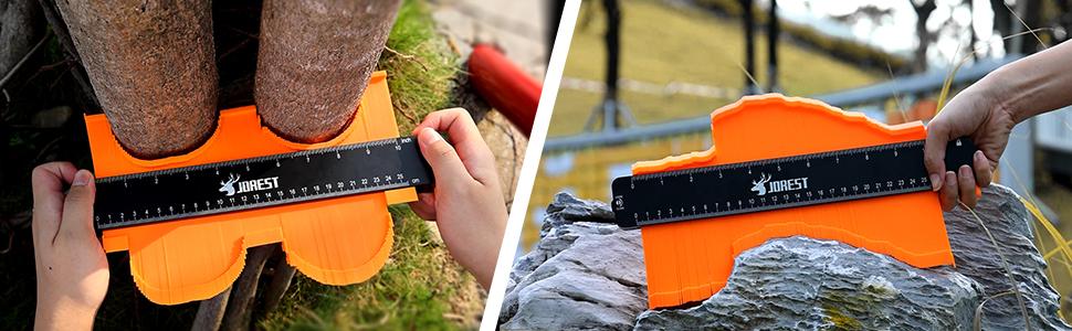 JOREST Connectable Contour Gauge (10+5 Inch), Gifts Ideas for Men Dad Handyman Husband Him, Shape Profile Duplicator with Lock, Outline Angle Measuring Tool, Template tool, Tile Flooring, Scribe Edge
