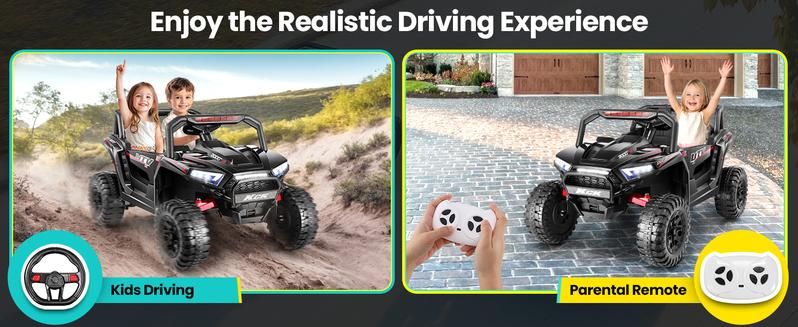 Hikole 24V 2 Seater Ride on Toys for Big Kids with Remote, Battery Powered Electric Car UTV, Soft Start, Gift for Boys Girls 4-8