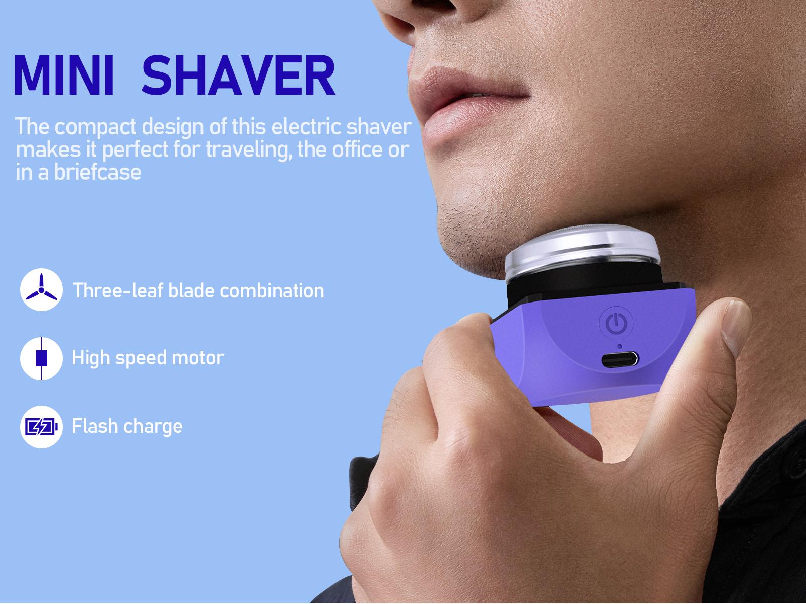 Mini Portable Electric Shaver for Men, Cube Travel Size, 56gLightweight USB Rechargeable, 100 Mins Runtime, ABSSkin-Friendly Face Trimmer Multifunctional Shaving Head
