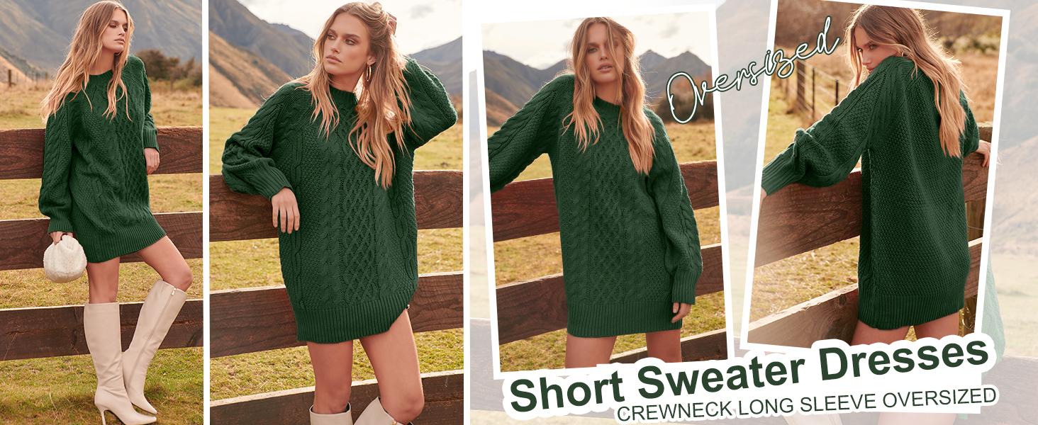 ANRABESS Women Long Sleeve Crewneck Oversized Cable Knit Chunky Baggy Loose Pullover Tunic Minimalist Sweater Dress For Women 2025 Trendy Winter Outfits