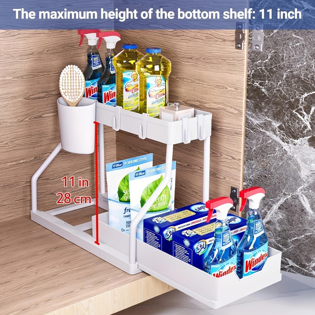 Space-saving double-layer pull-out storage box - durable and large-capacity drawer for kitchen and bathroom essentials Bathroom Organizing Accessories