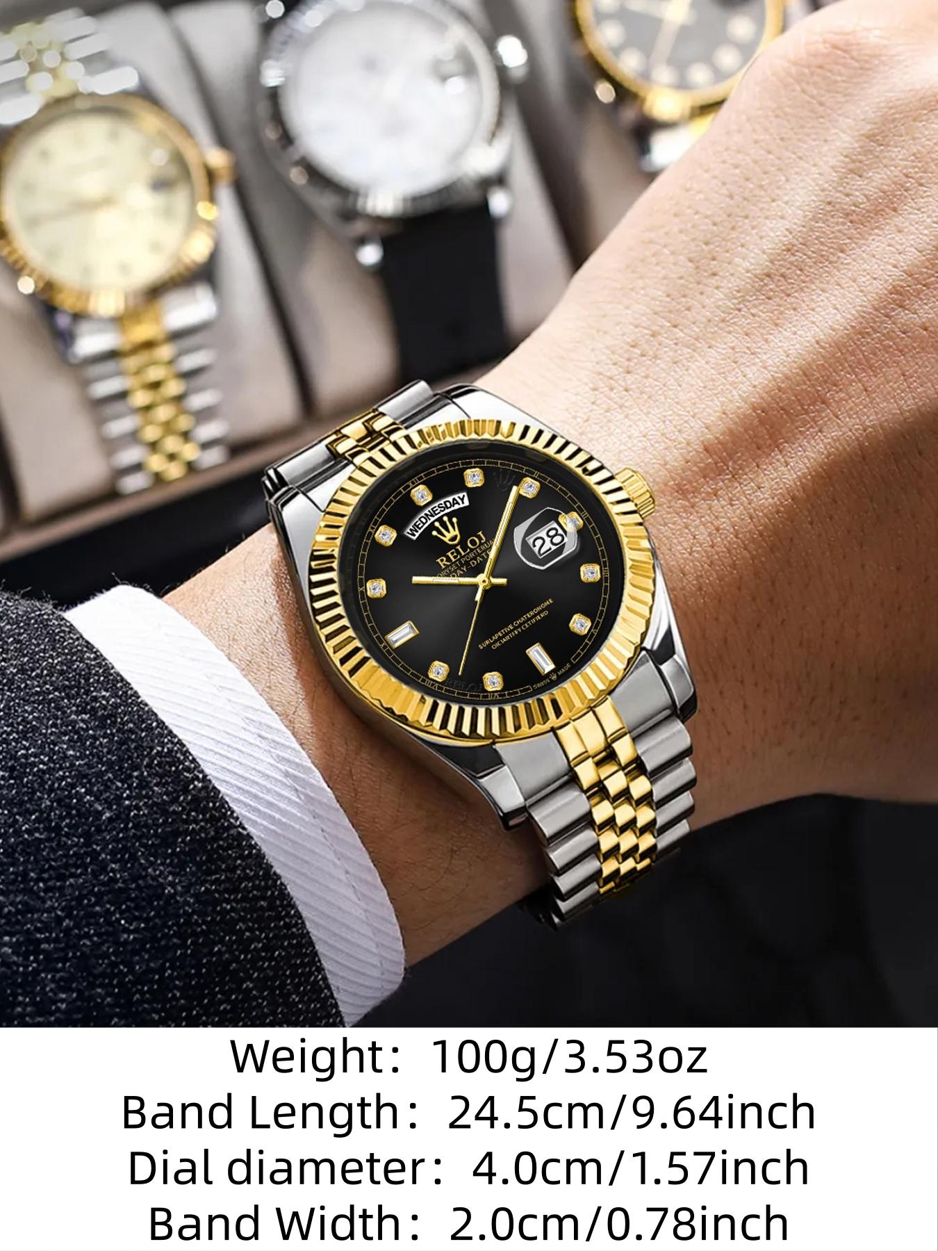 Top Luxury Log Series Business Men's Watch, Round Dial, Waterproof Calendar Display, Stainless Steel Butterfly Buckle Strap, Quartz Waterproof Watch