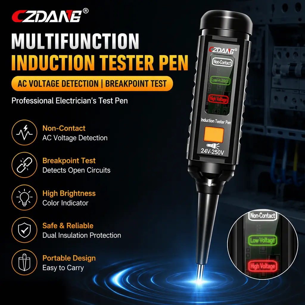 Handheld Electric Test Pen Non‑Contact Voltage Detector with Color Light Alarm Professional Electrician Circuit Tester